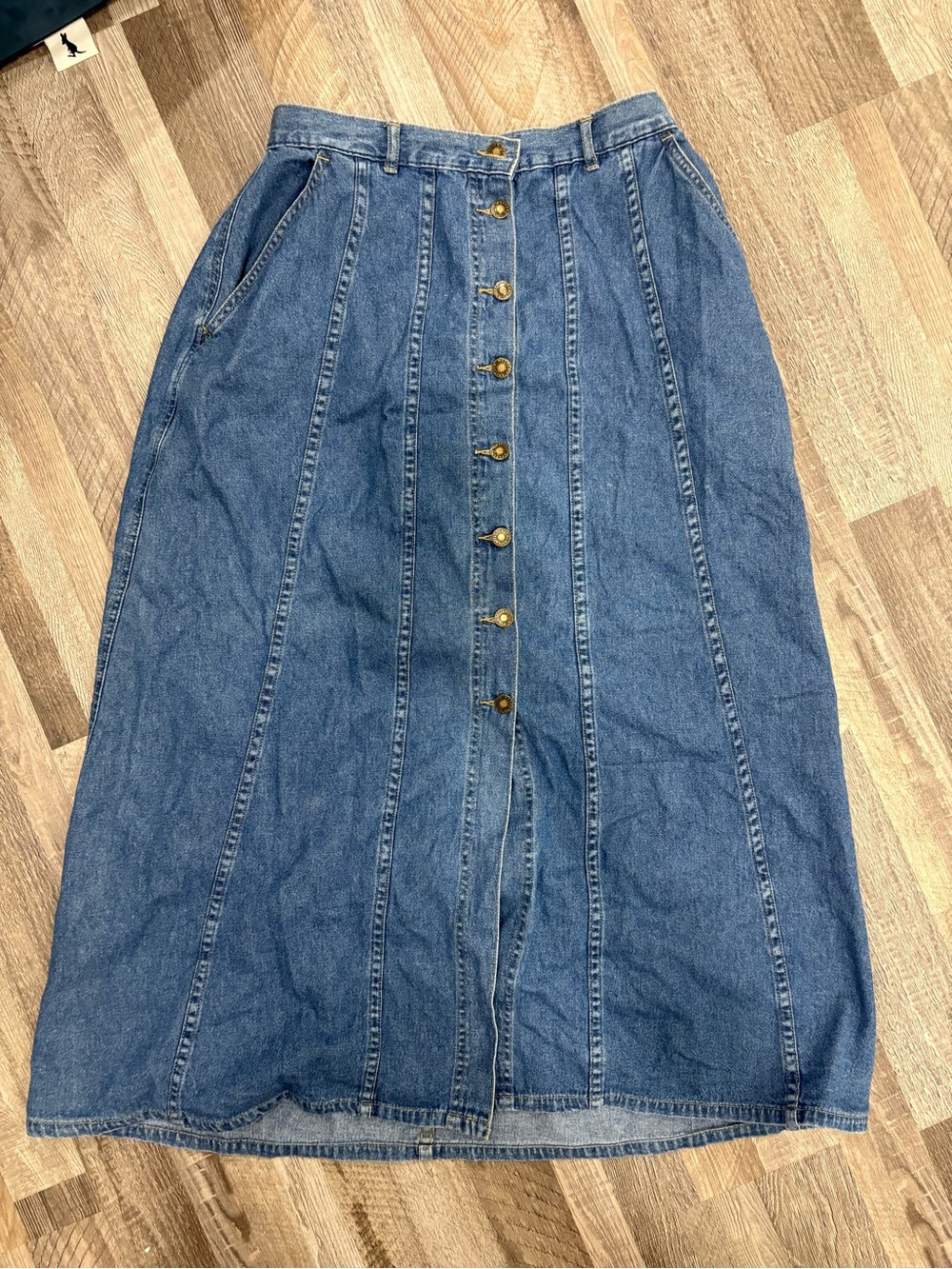 Vintage Weekend Edition Classic Button-Front Denim Midi Skirt - Size 10 - Picture 2 of 6
